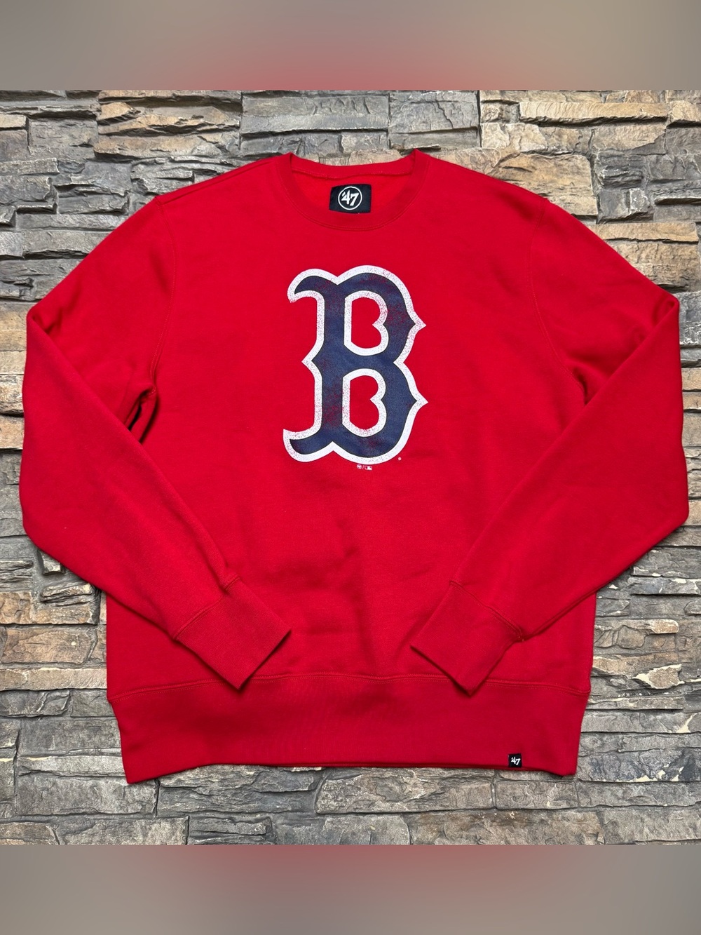 Boston Red Sox Crewneck Sweatshirt Mens XL Red 47 Brand Big Logo Pullover MLB